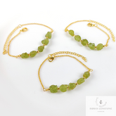 Natural Raw Peridot Gemstone Bracelet, Gold Plated Bracelet, August Birthstone Jewelry, Layering Friendship Bracelet, Adjustable Bracelet,